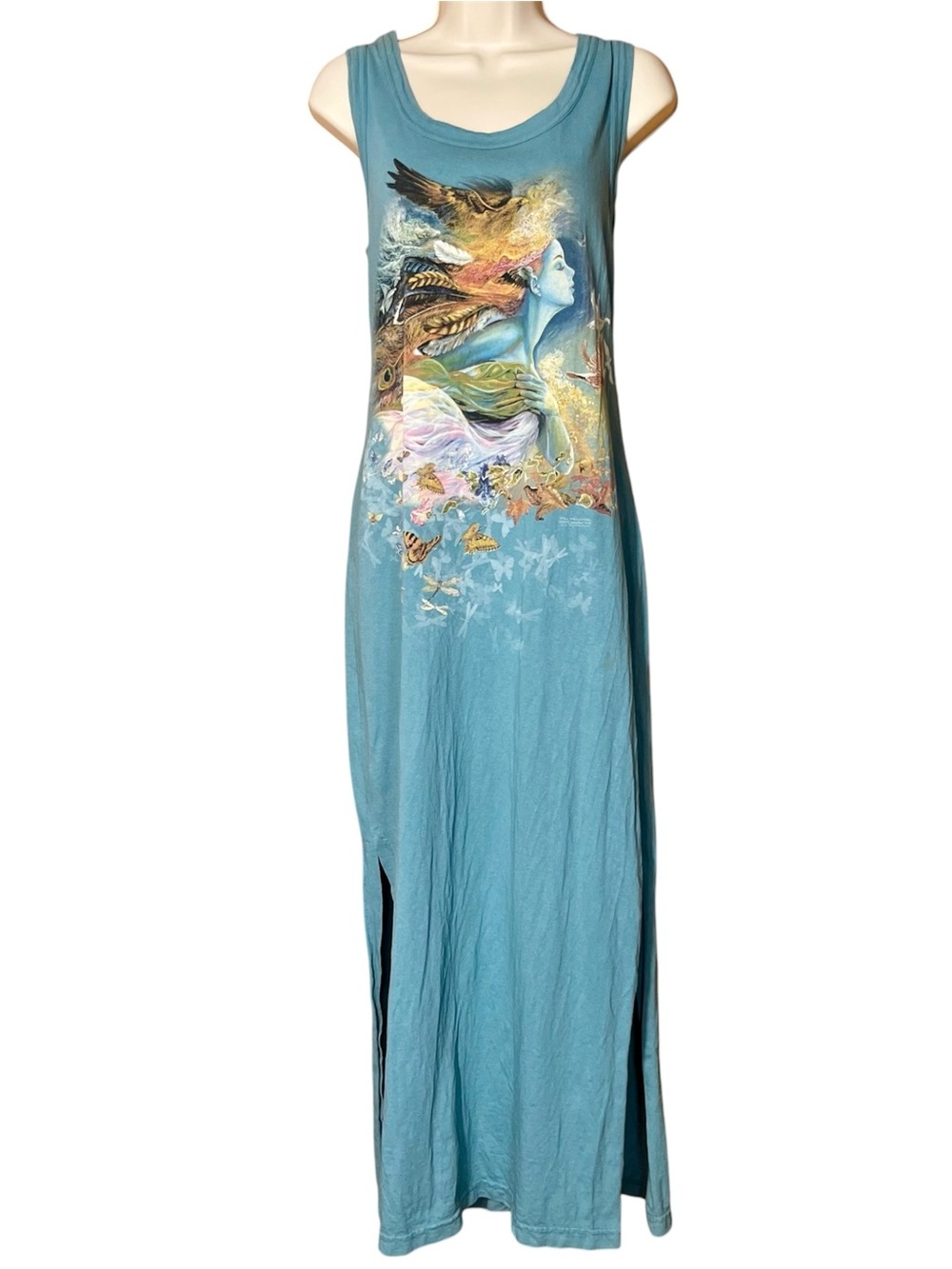 Y2K Art Fairy Tank Dress Josephine Wall Cotton Boho Gorpcore Feather Nature M-L